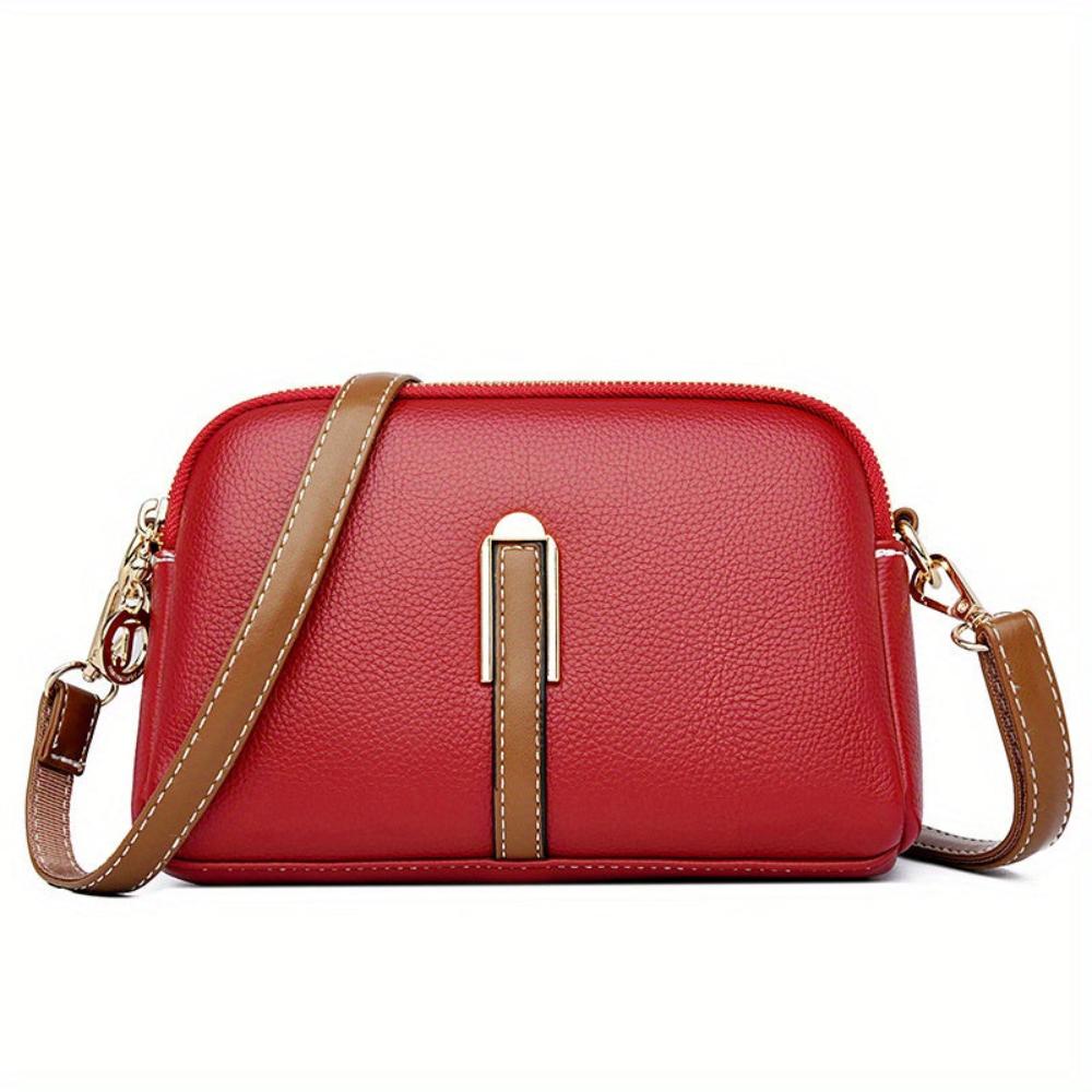 Litchi Embossed Leather Crossbody Bag