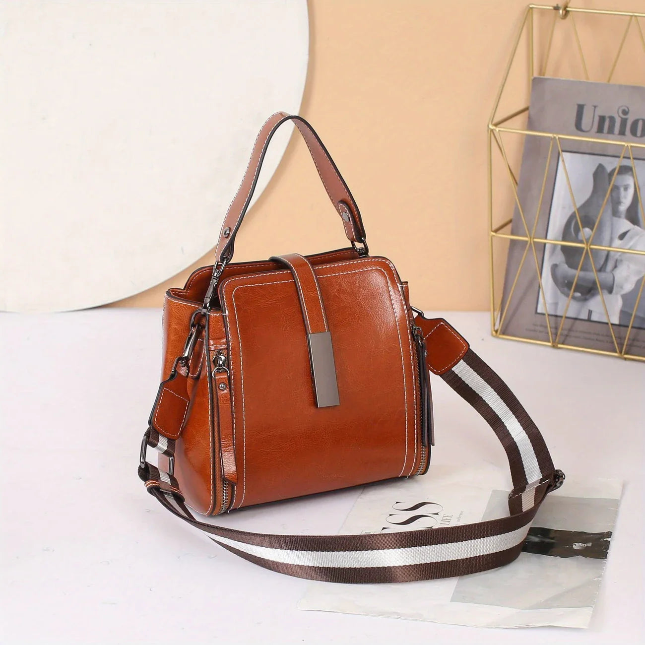 Genuine Leather Women’s Crossbody Tote Bag