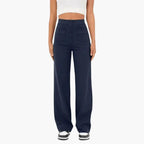 High-Waist Palazzo Pants – Button Placket