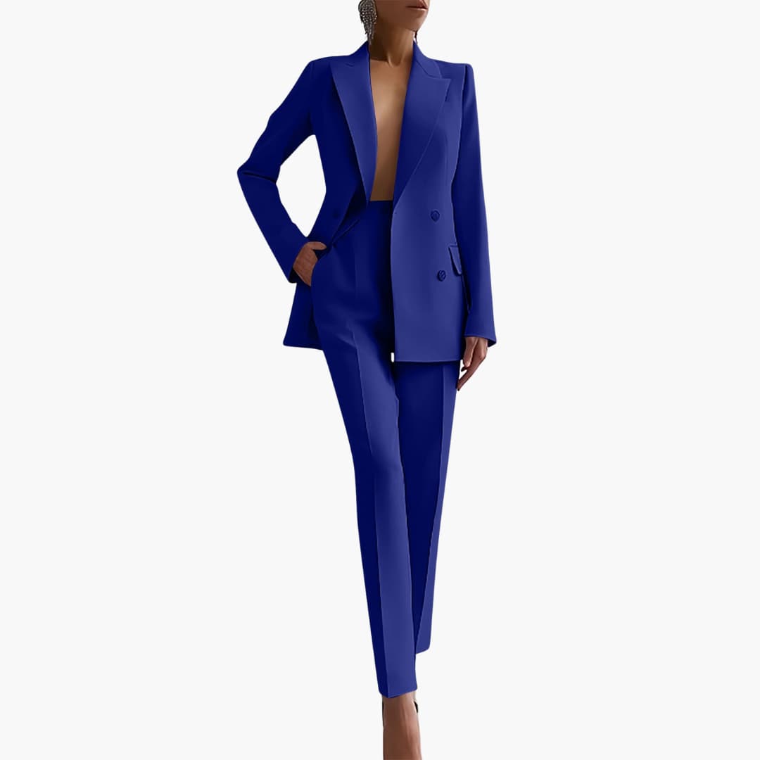 Women's Two-Piece Suit with Blazer and Slim-Fit Pants