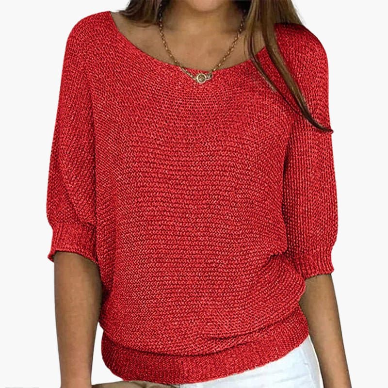Pullover Sweater – Wide Neckline – Half Sleeves