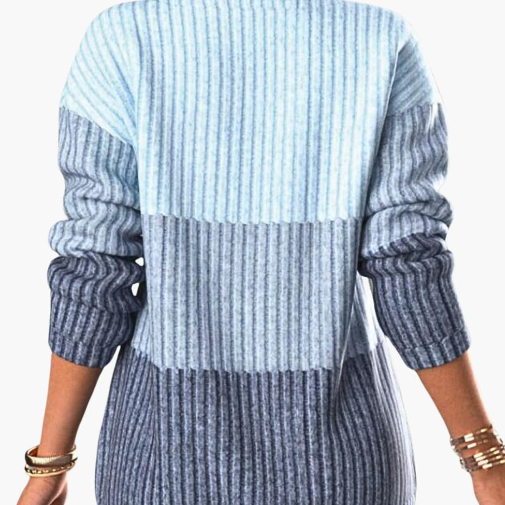 Pullover Sweater – Zip Neckline – Ribbed Texture