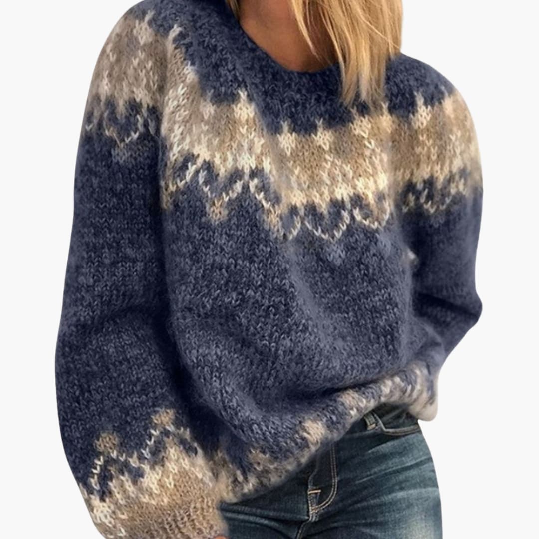 Pullover Sweater – Round Neck – Patterned Knit