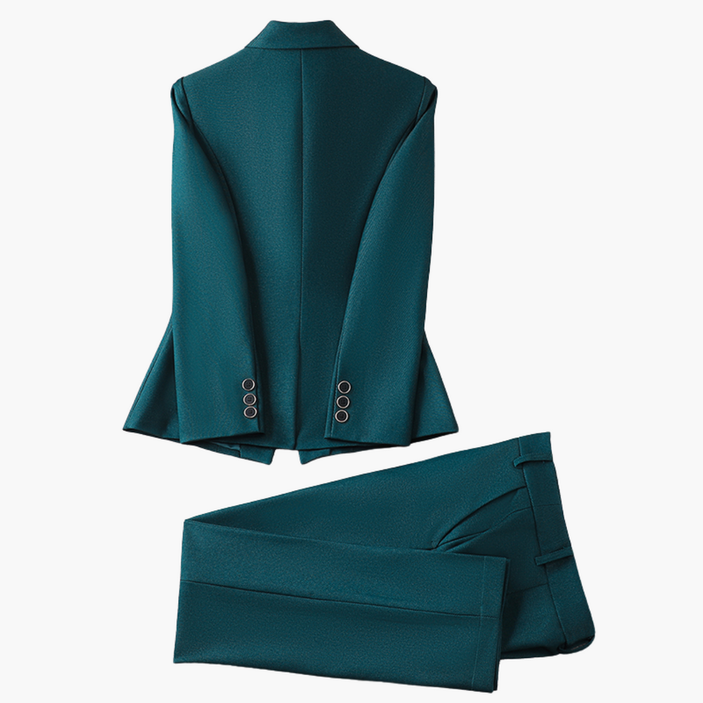 Blazer Set – One-Button Closure – Straight Pants