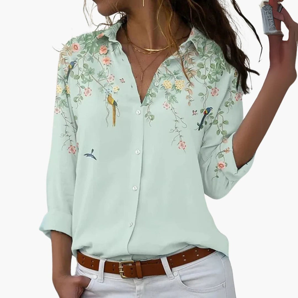 Blouse – Colorblock Floral Pattern