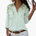 Blouse – Colorblock Floral Pattern