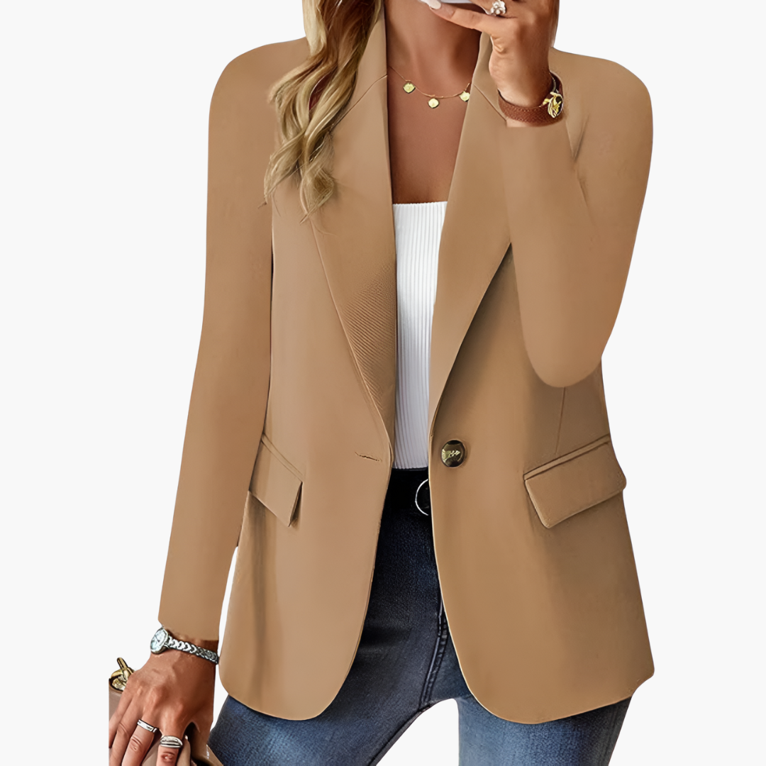 Blazer Jacket with Notched Lapel and Button Front