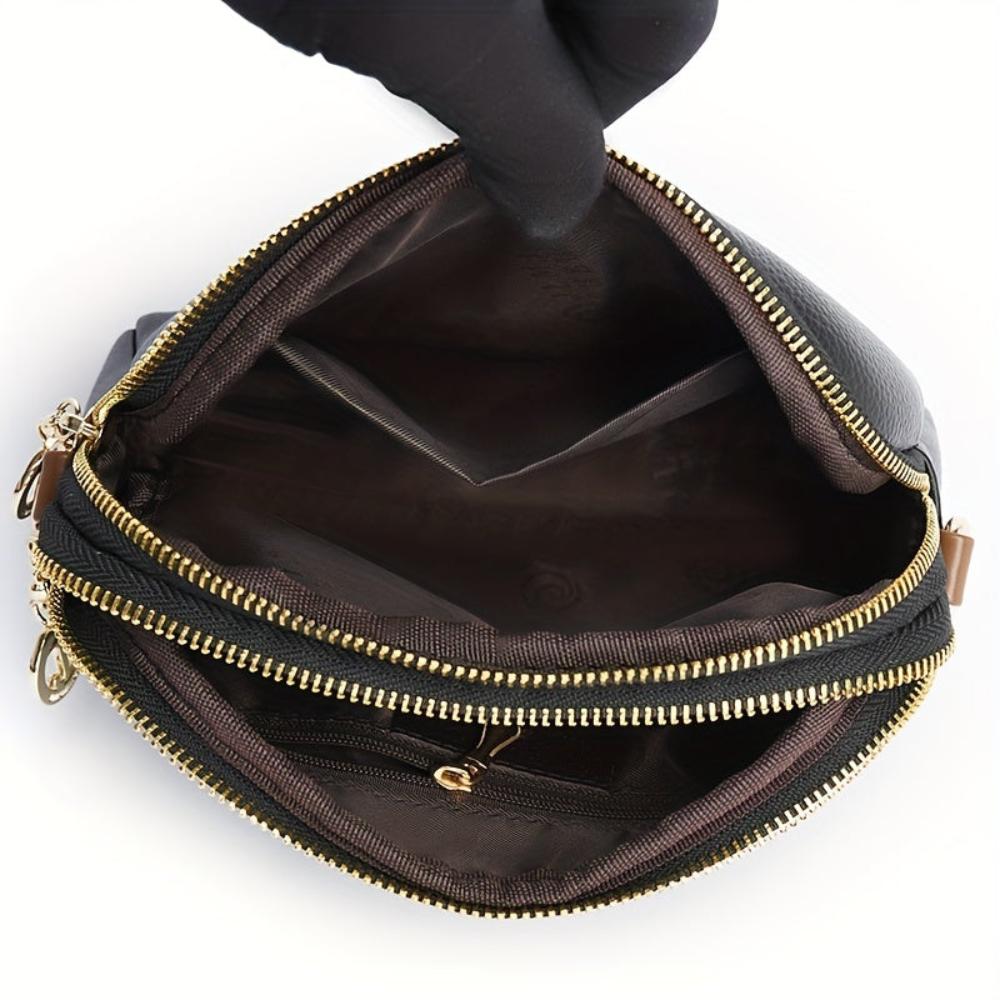 Litchi Embossed Leather Crossbody Bag