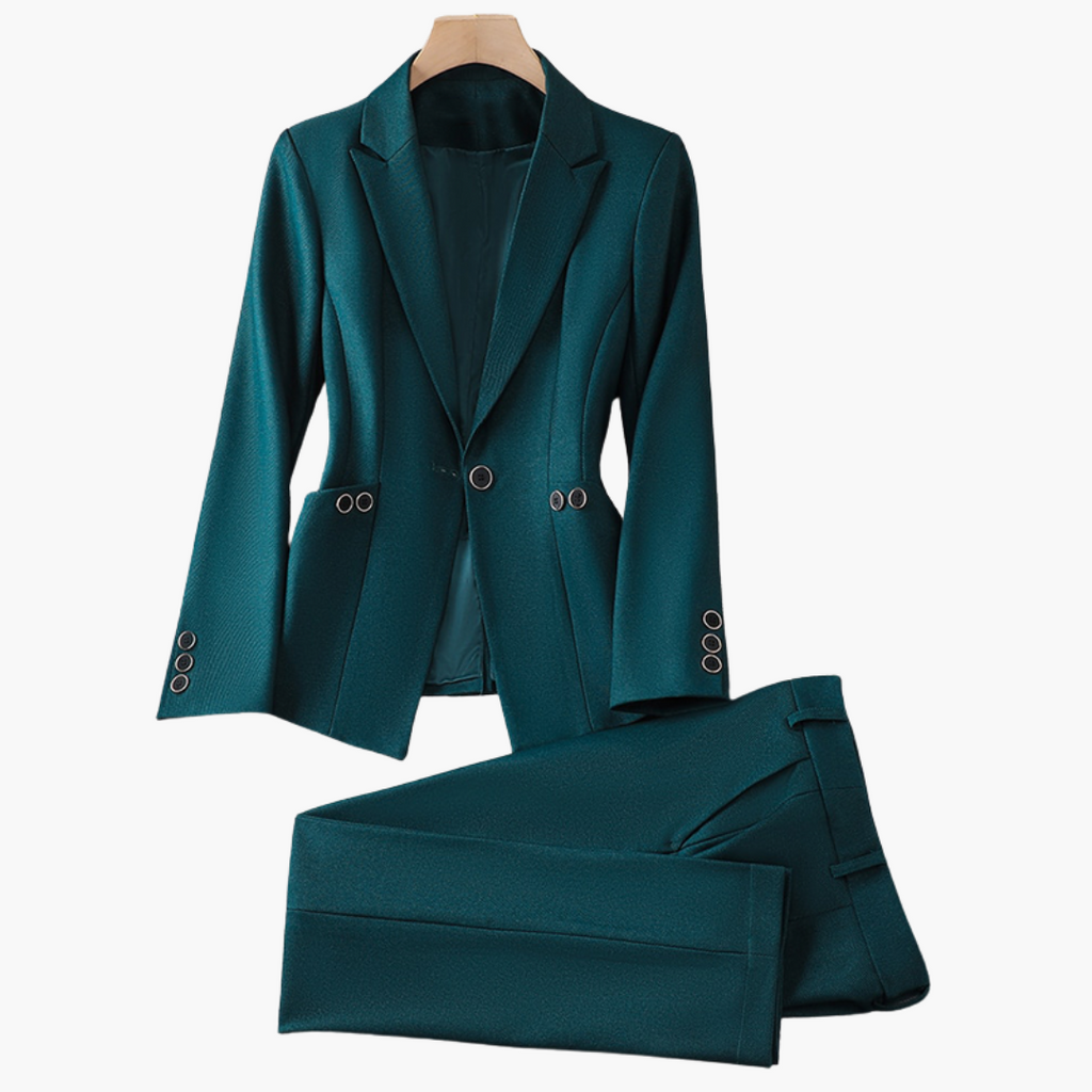 Blazer Set – One-Button Closure – Straight Pants