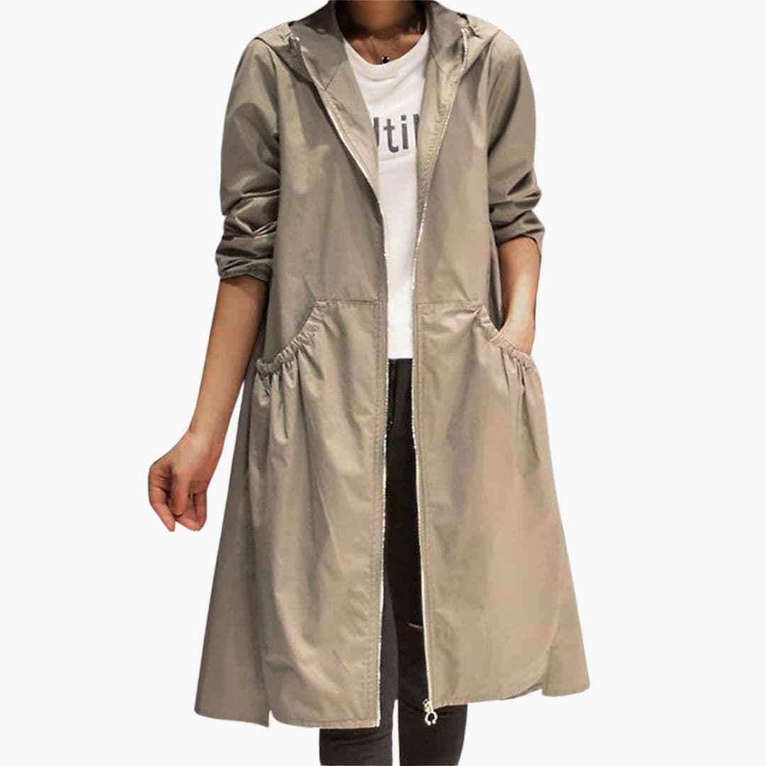 Hooded Trench Coat – Zip Closure