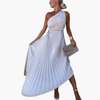 Ankle-Length Evening Dress – One-Shoulder Design