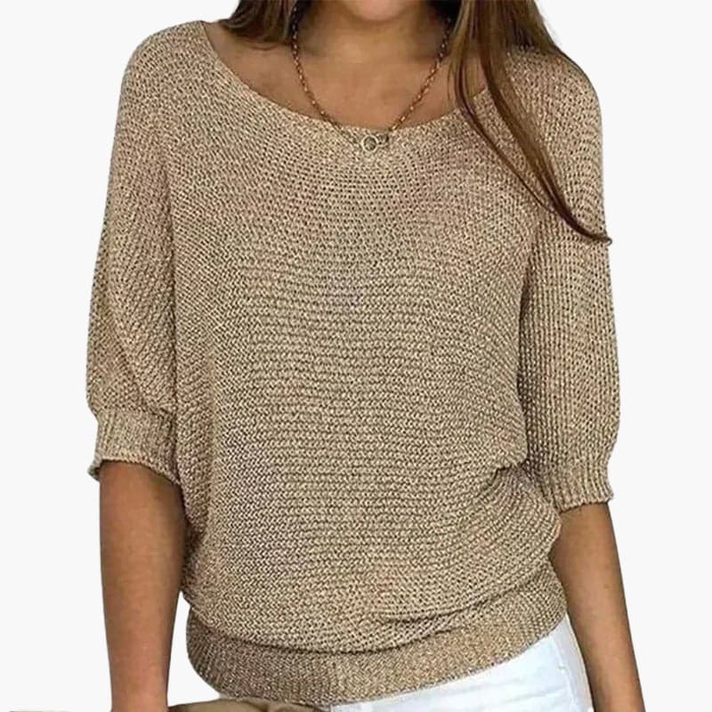 Pullover Sweater – Wide Neckline – Half Sleeves