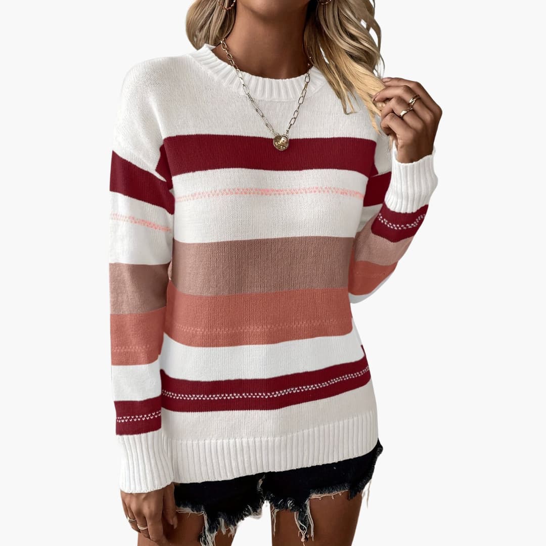 Pullover Sweater – Round Neck – Striped Surface