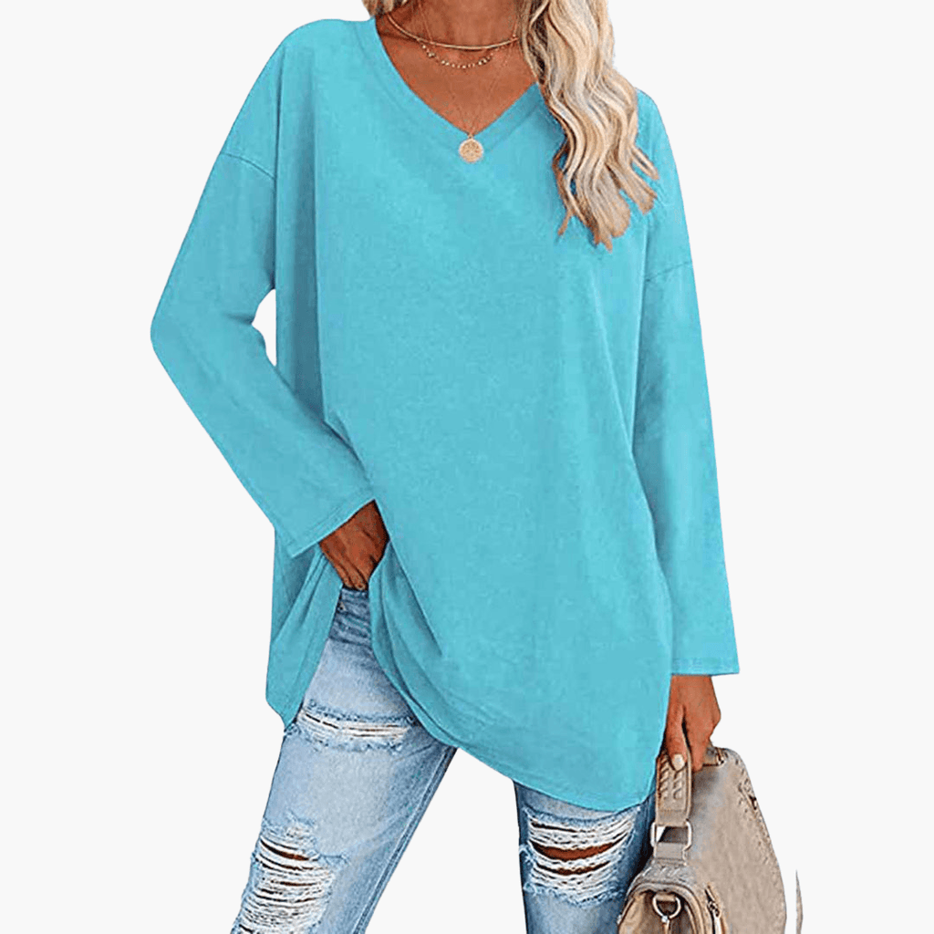 Oversized V-Neck Shirt – Long Sleeves