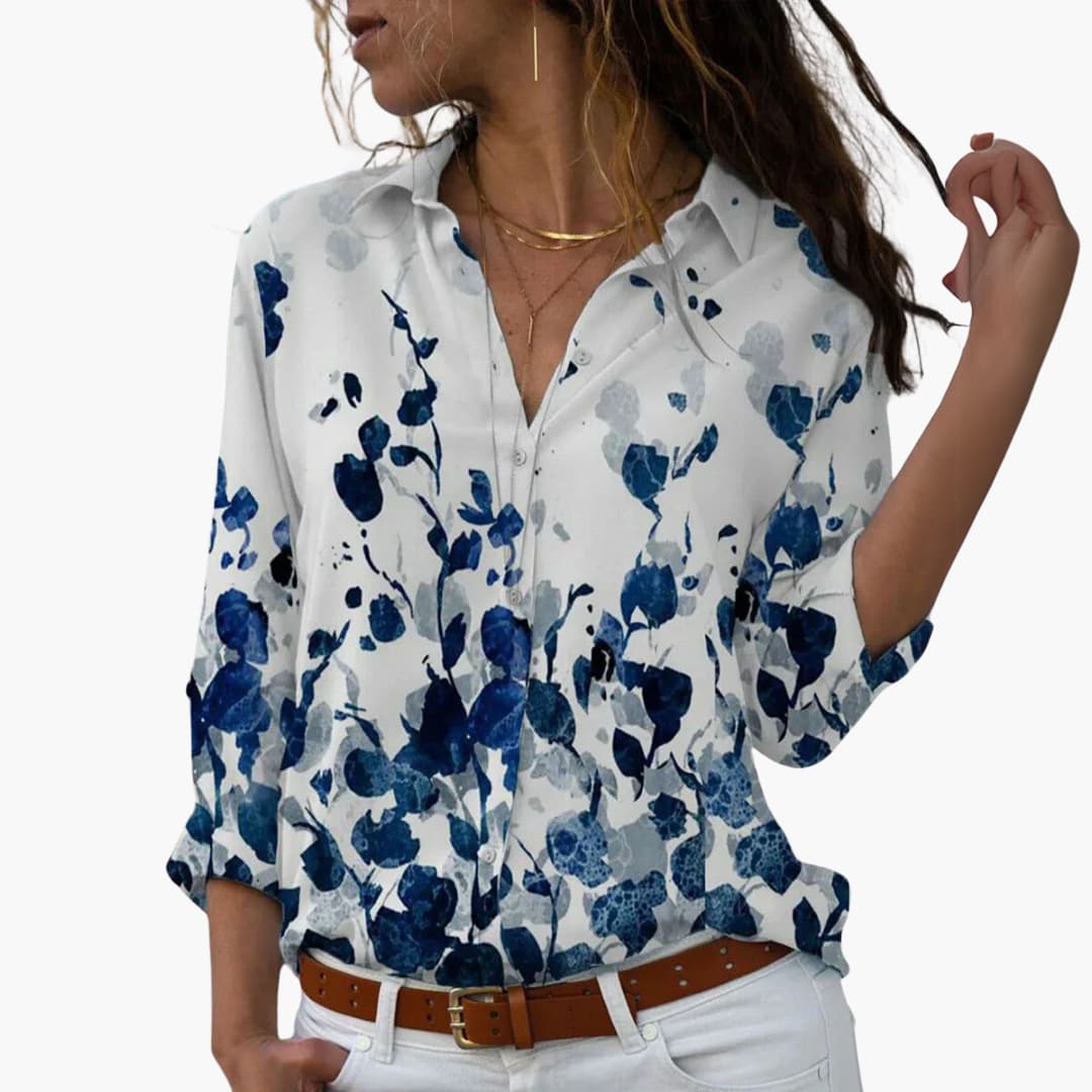 Blouse – Colorblock Floral Pattern