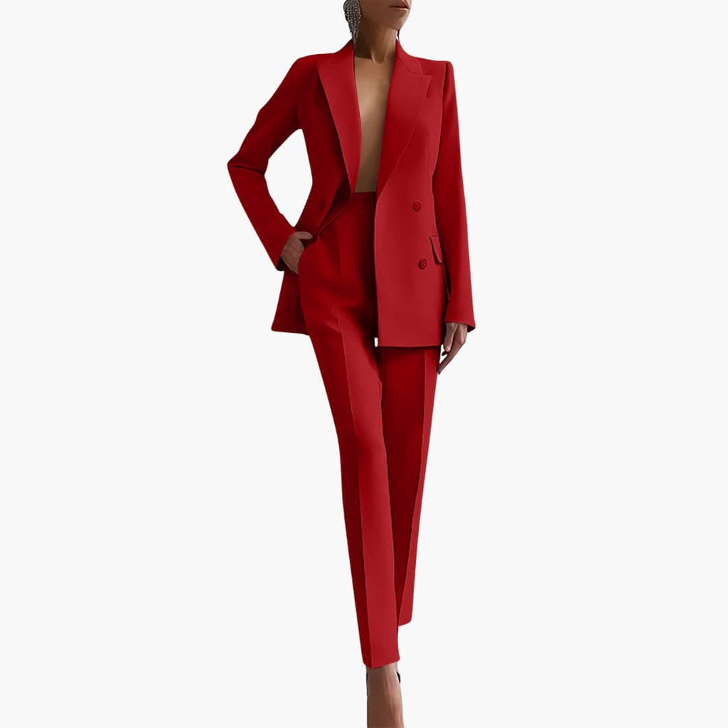 Two-Piece Suit Set – Blazer and Straight-Leg Trousers