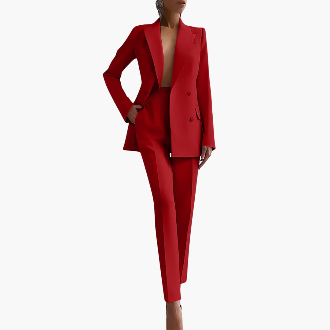 Two-Piece Suit Set – Blazer and Straight-Leg Trousers