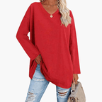 Oversized V-Neck Shirt – Long Sleeves