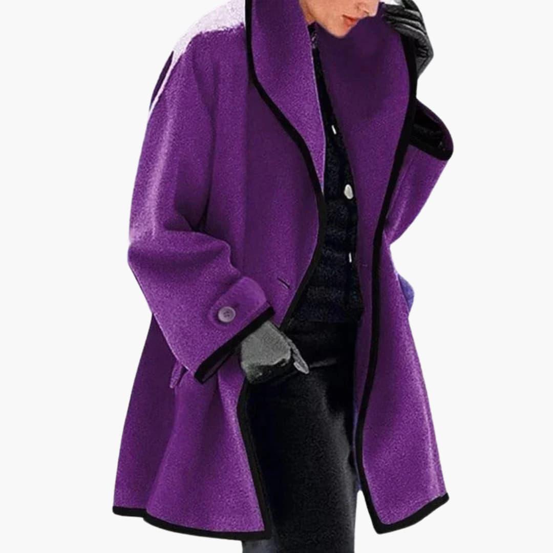 Winter Coat – Wide Collar – Contrast Trim