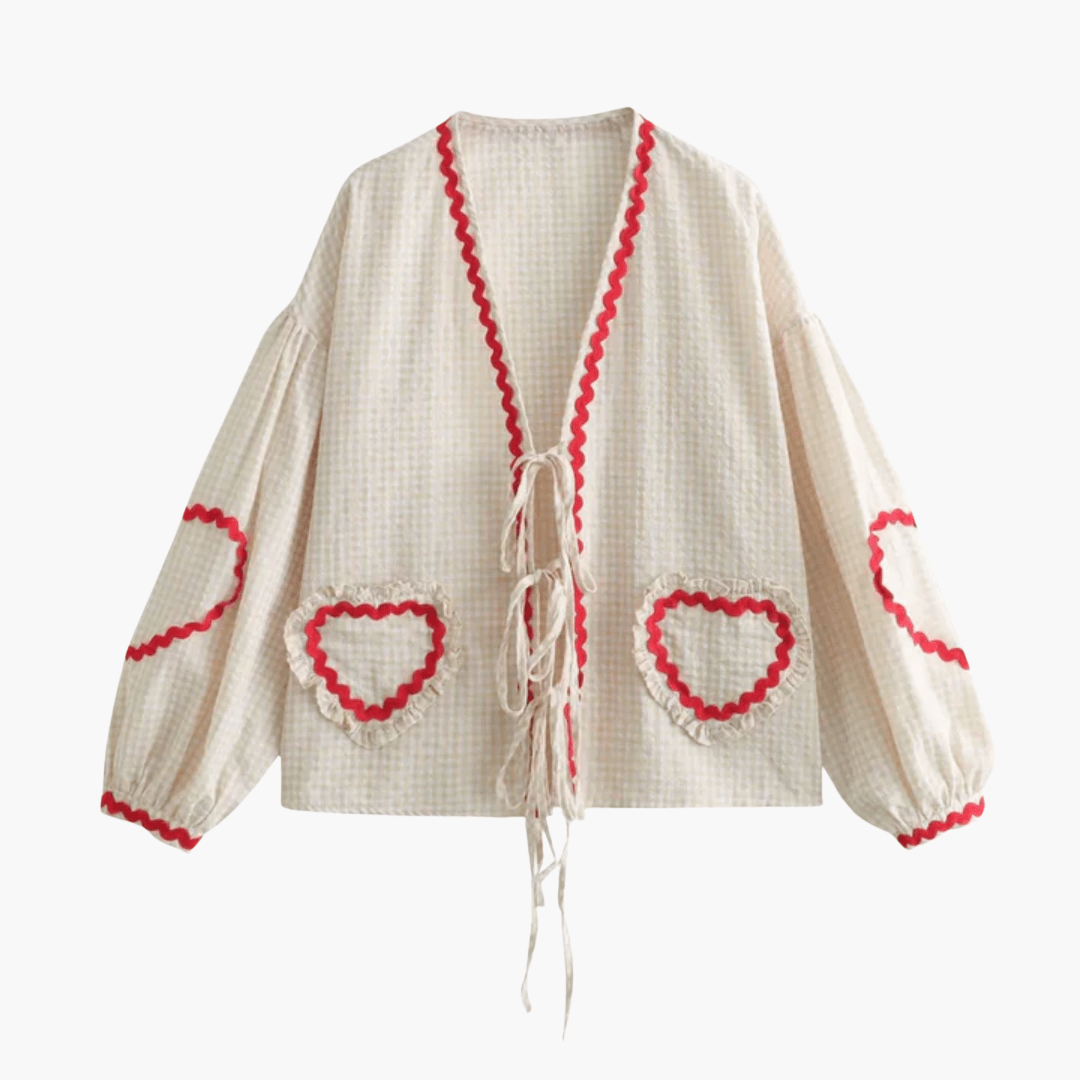Gingham Blouse – Heart Patch Pockets