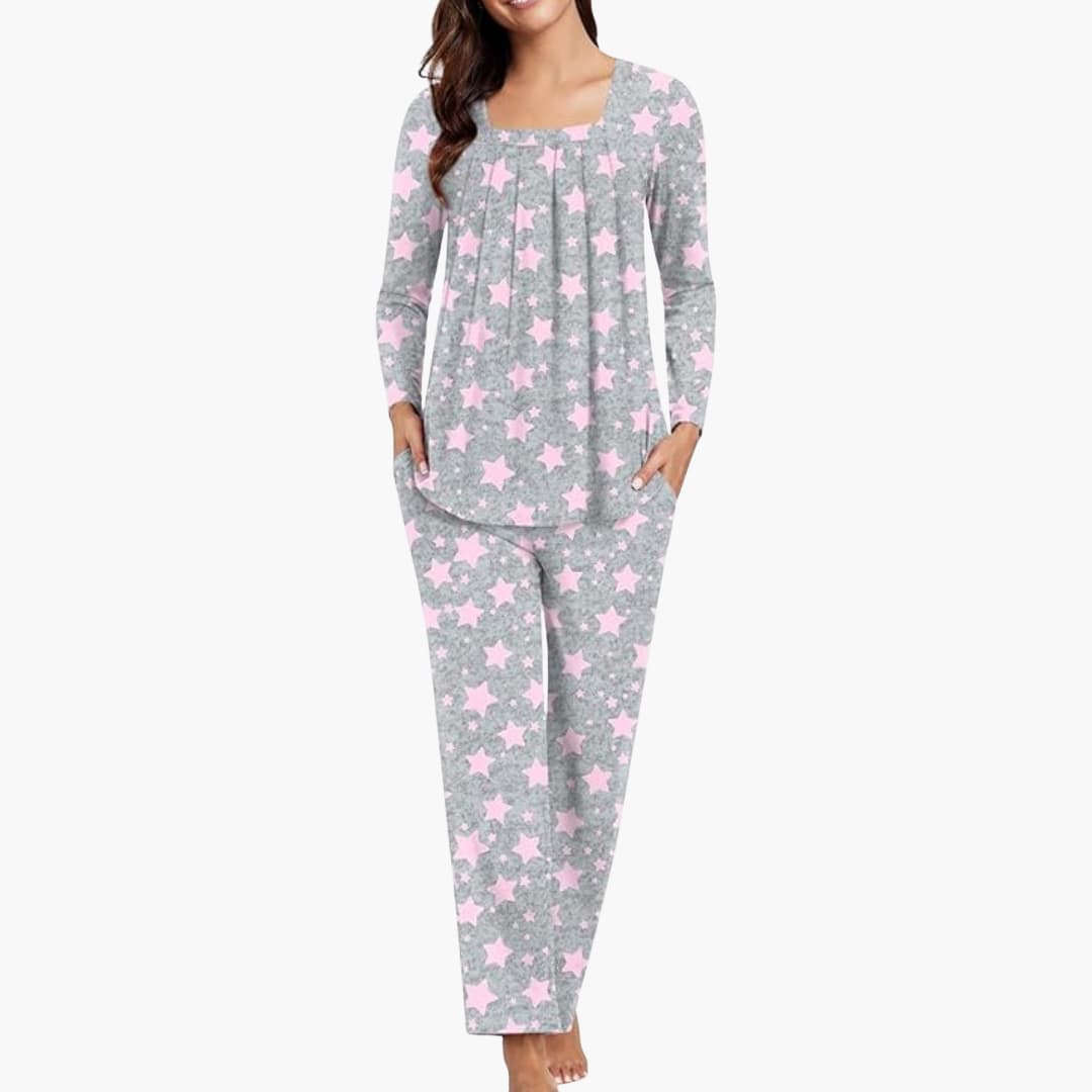 Pajama Set – Long Sleeves – Star Pattern