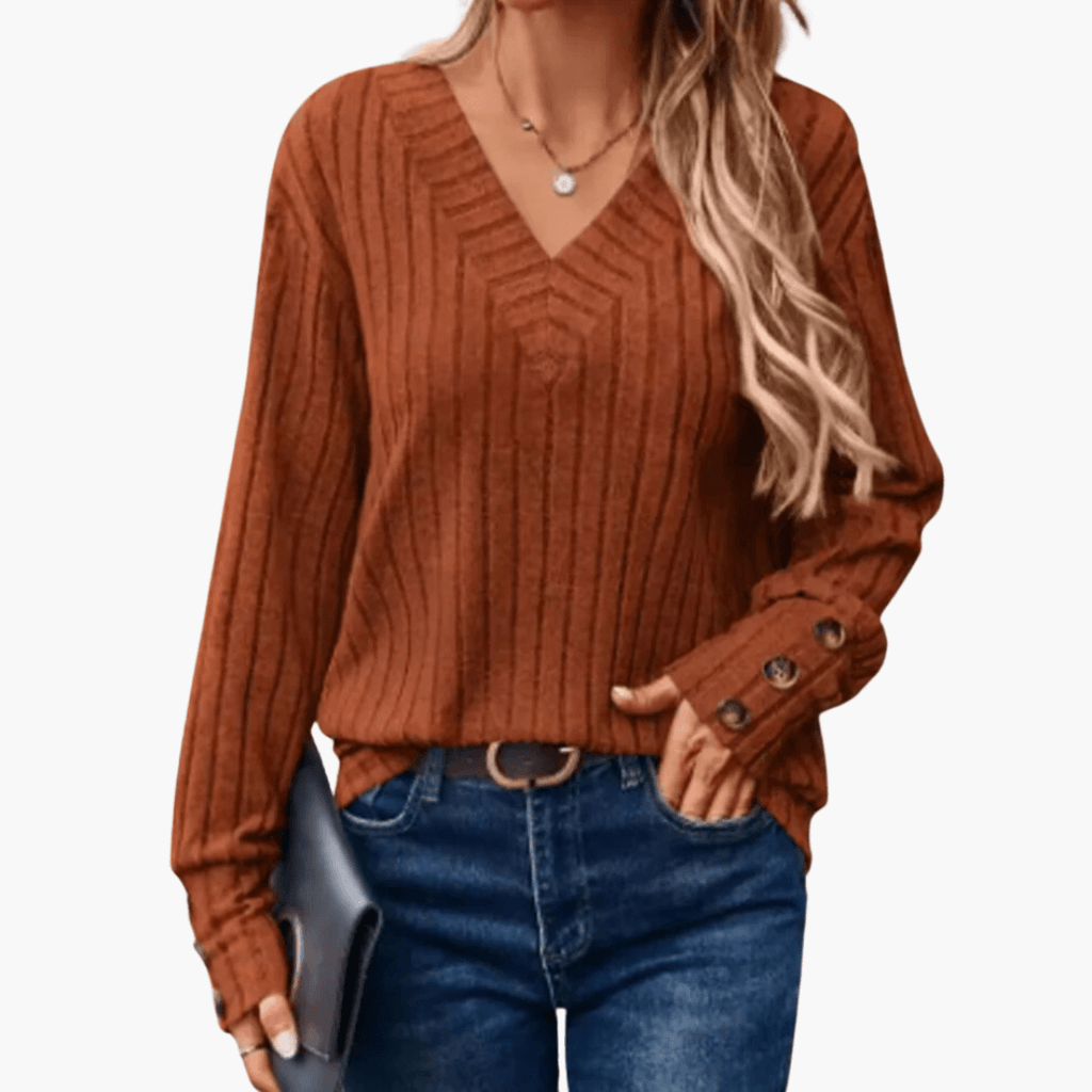 V-Neck Winter Sweater – Long Sleeves