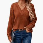 V-Neck Winter Sweater – Long Sleeves