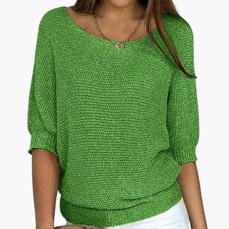 Pullover Sweater – Wide Neckline – Half Sleeves