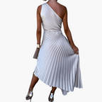 Ankle-Length Evening Dress – One-Shoulder Design