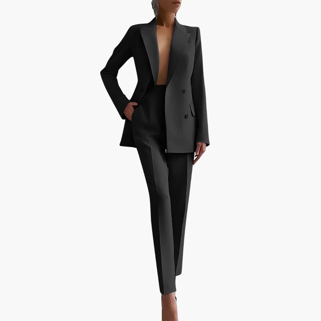 Women's Two-Piece Suit with Blazer and Slim-Fit Pants