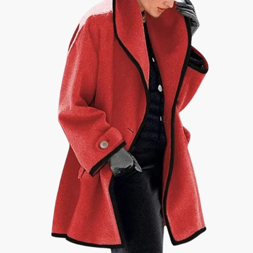 Winter Coat – Wide Collar – Contrast Trim