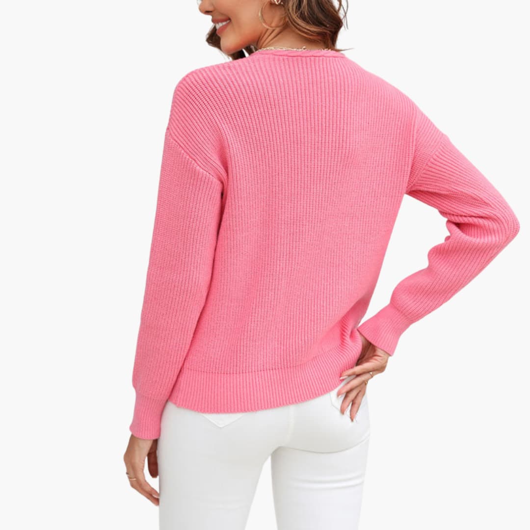 Pullover Sweater – V-Neck – Ribbed Texture