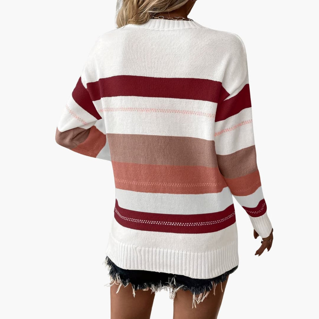 Pullover Sweater – Round Neck – Striped Surface