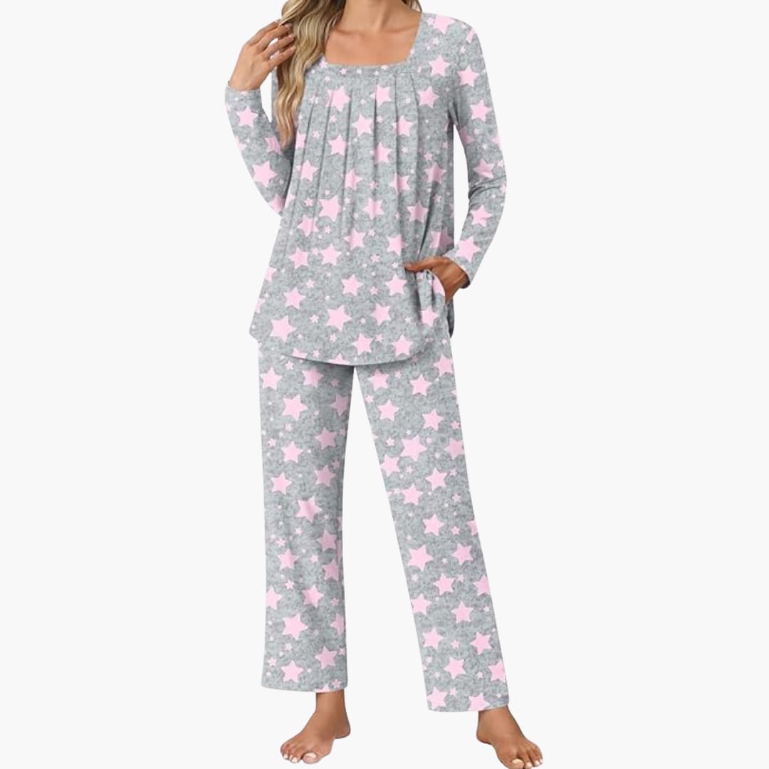 Pajama Set – Long Sleeves – Star Pattern