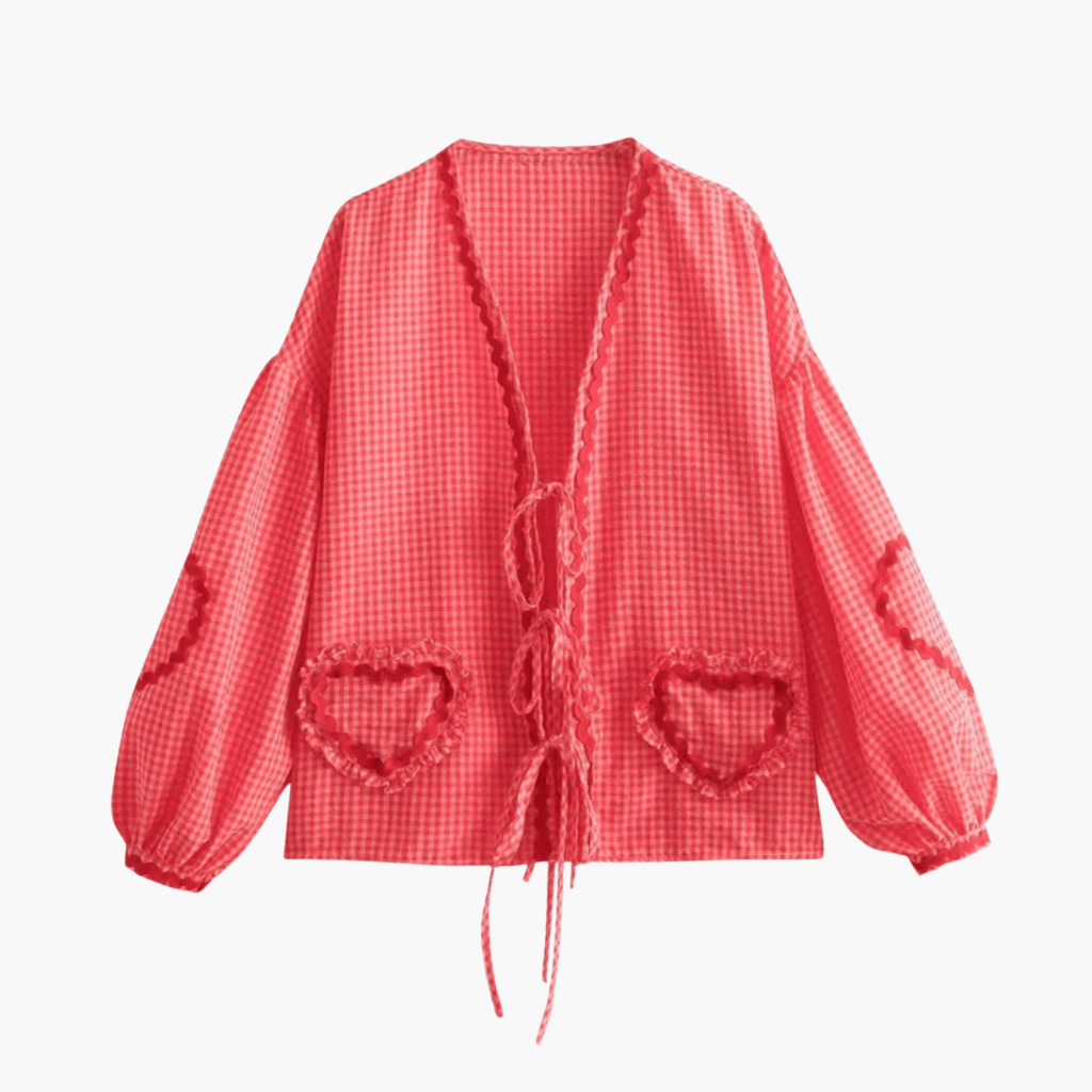 Gingham Blouse – Heart Patch Pockets
