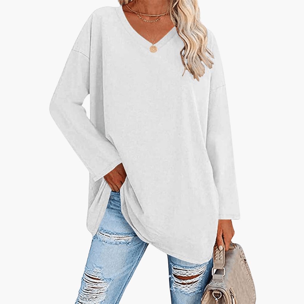 Oversized V-Neck Shirt – Long Sleeves