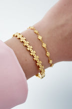 Floral Charm Bangle Bracelet Gold – Botanical-Inspired Cuff Jewelry
