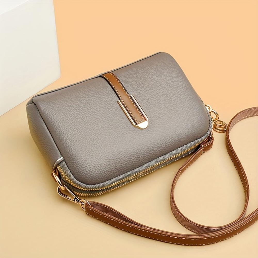Litchi Embossed Leather Crossbody Bag