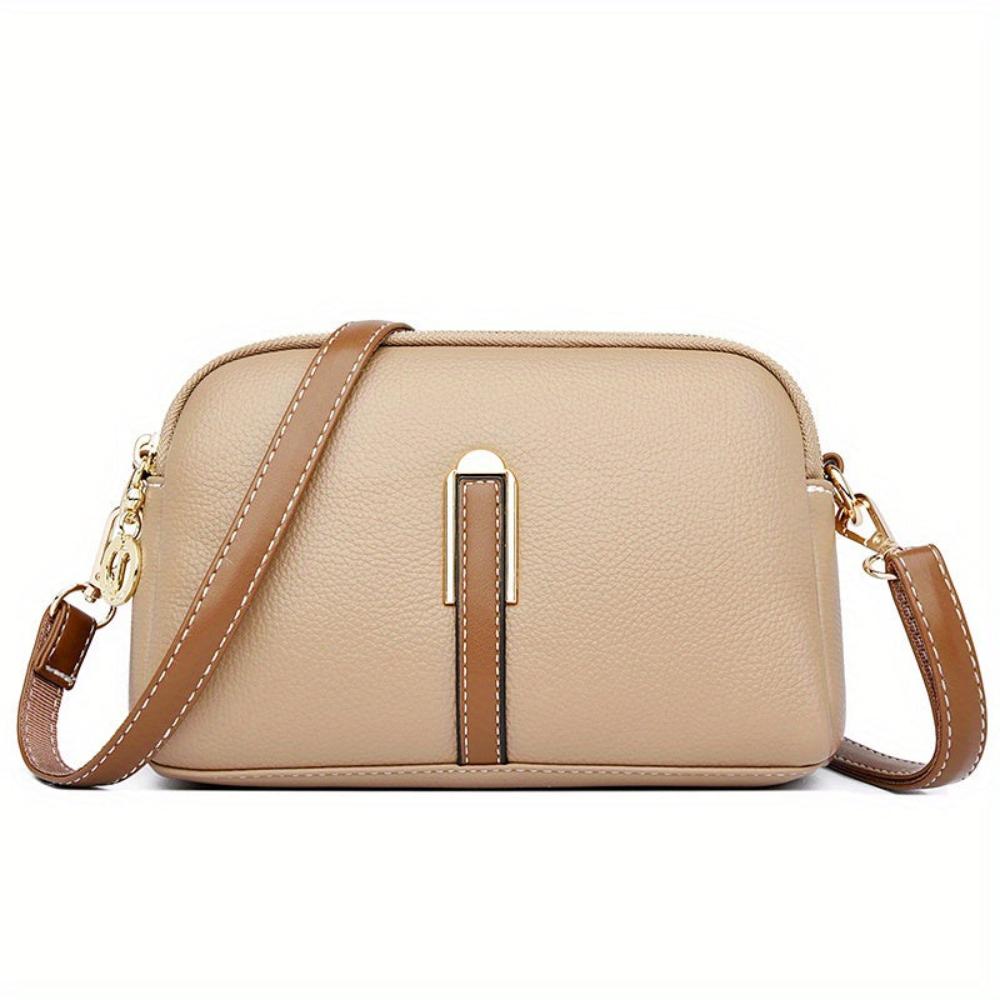 Litchi Embossed Leather Crossbody Bag