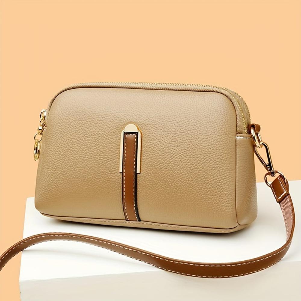 Litchi Embossed Leather Crossbody Bag