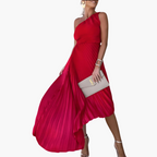 Ankle-Length Evening Dress – One-Shoulder Design