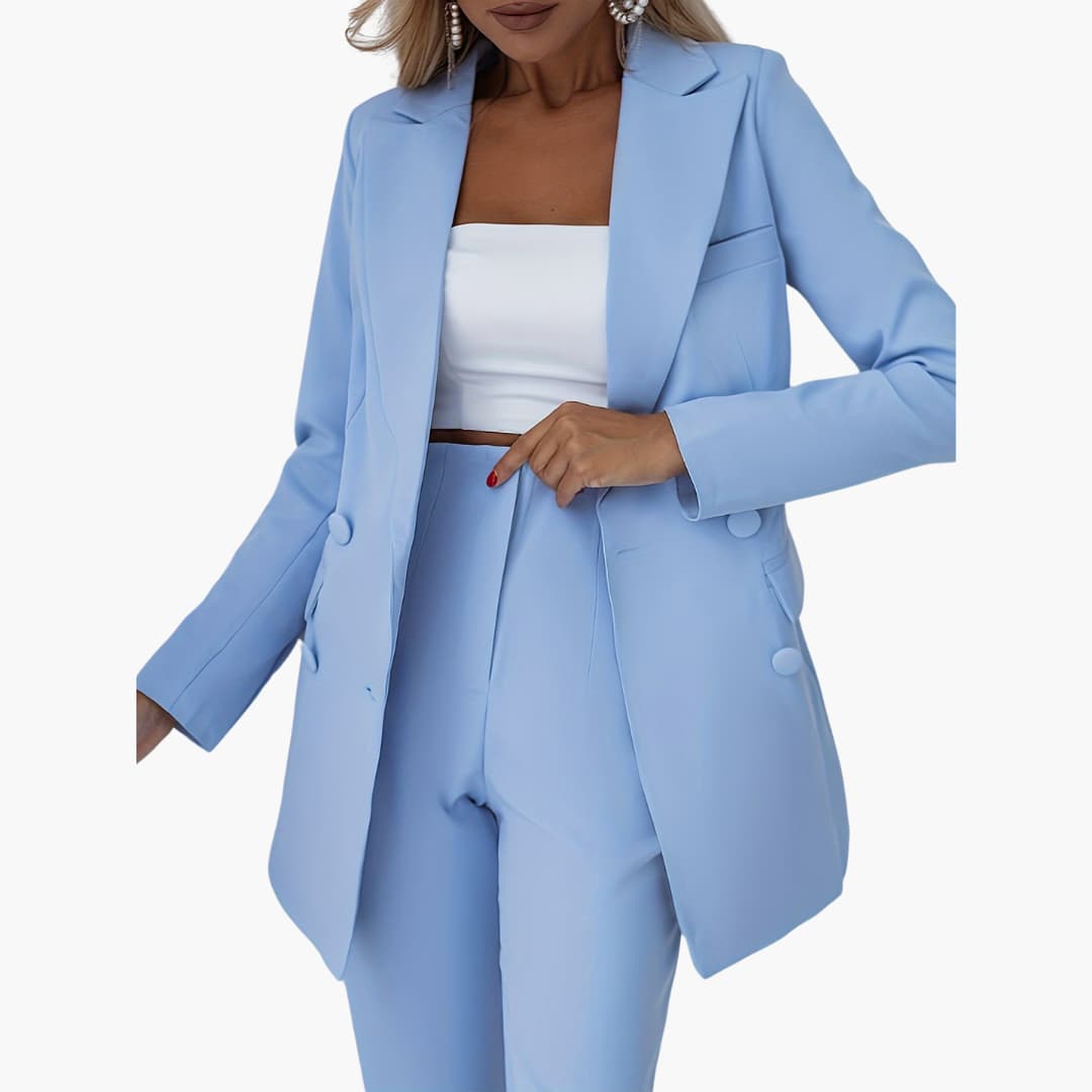 Women's Two-Piece Suit with Blazer and Slim-Fit Pants