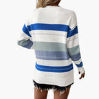 Pullover Sweater – Round Neck – Striped Surface