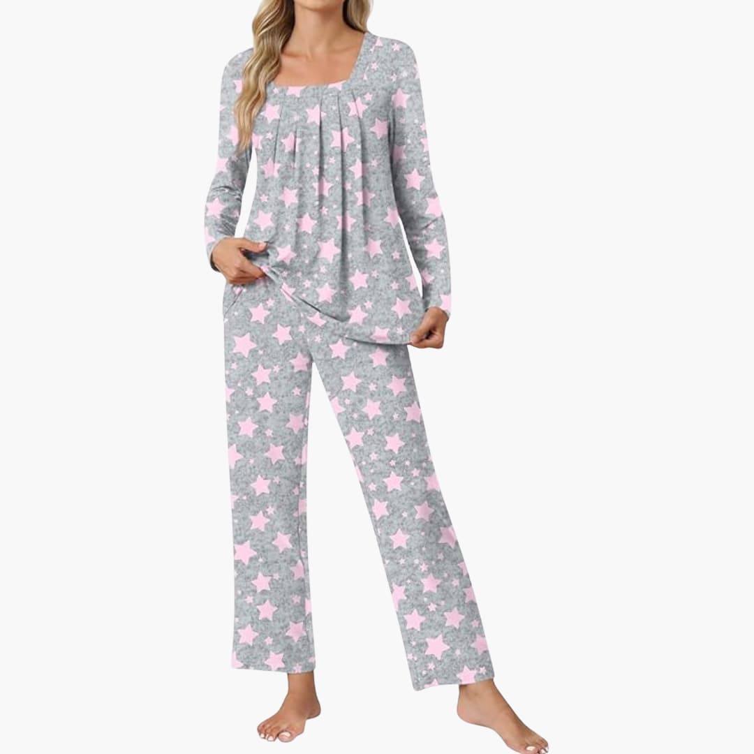 Pajama Set – Long Sleeves – Star Pattern