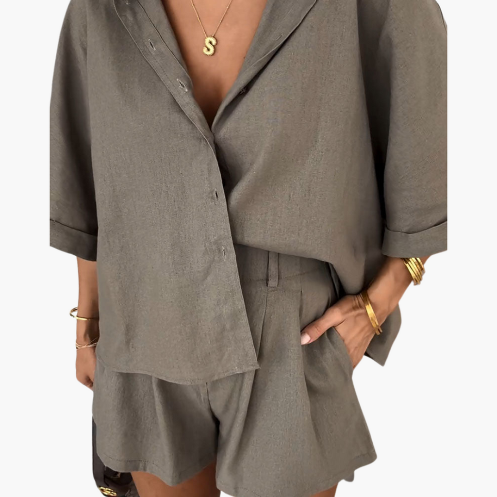 Two-Piece Summer Set – Blouse and Shorts