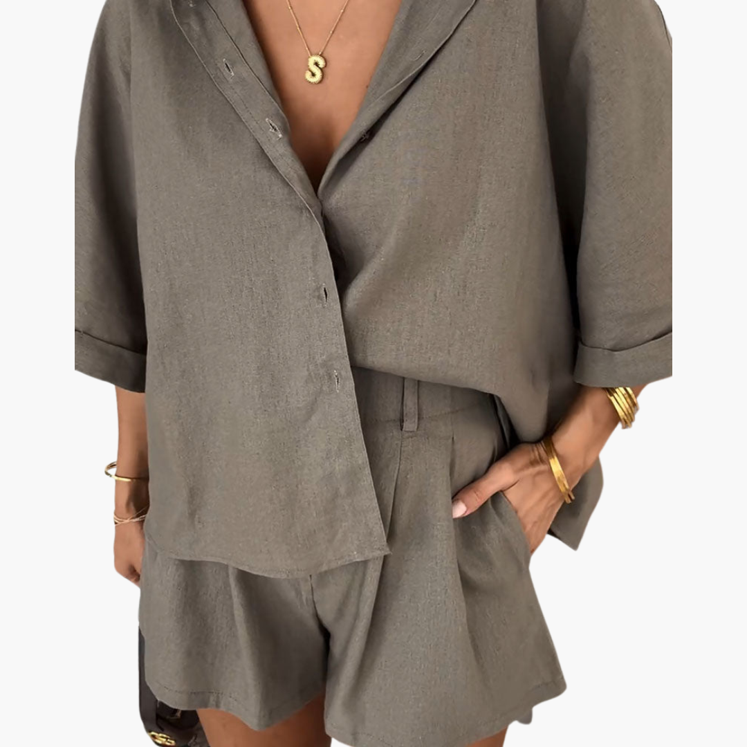 Two-Piece Summer Set – Blouse and Shorts