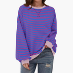 Oversized Sweatshirt – Striped Design – Long Sleeves