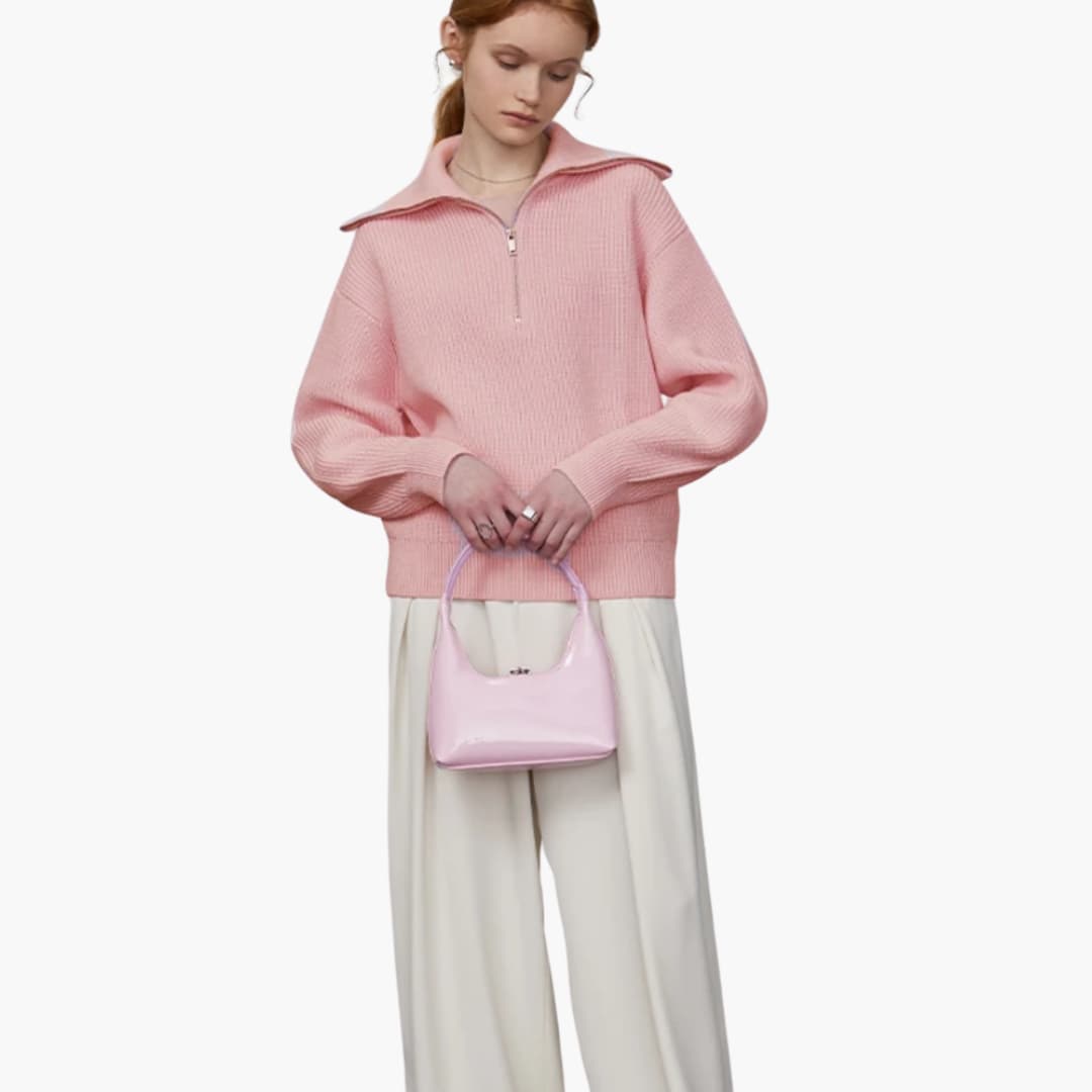 Sweater – Zip Neck – Ribbed Texture