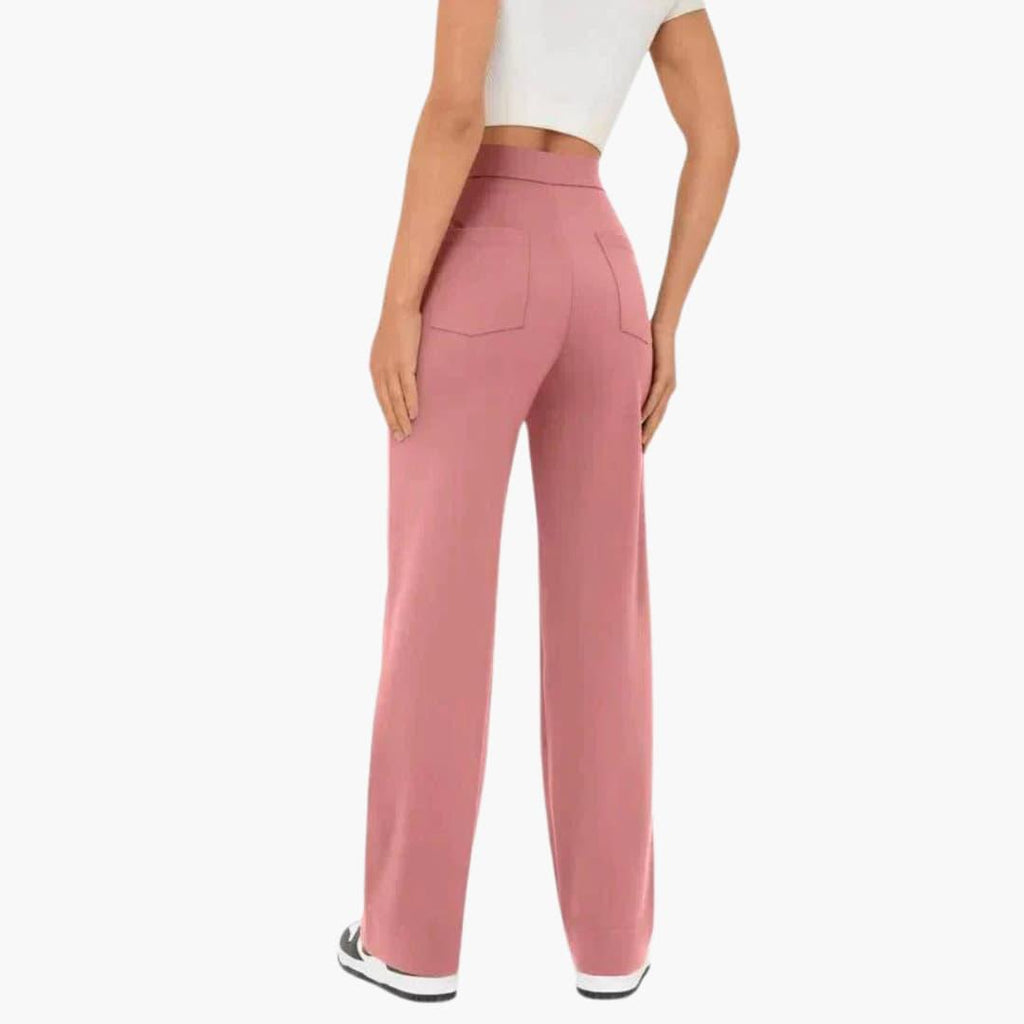High-Waist Palazzo Pants – Button Placket