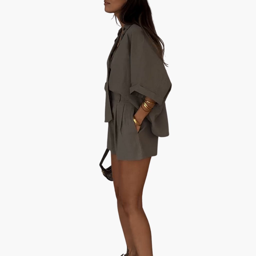 Two-Piece Summer Set – Blouse and Shorts